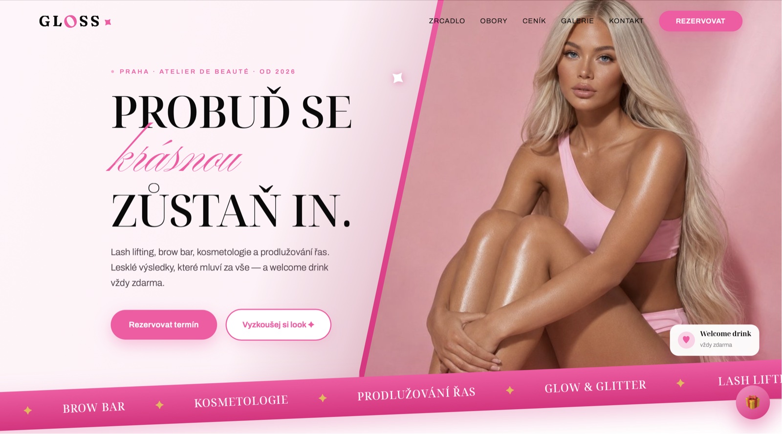 Autorský koncept interaktivního webu pro beauty studio Gloss